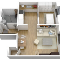 Apartamento pequeno: cinza + colorido