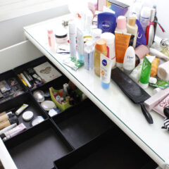 Organização de gaveta de maquiagem