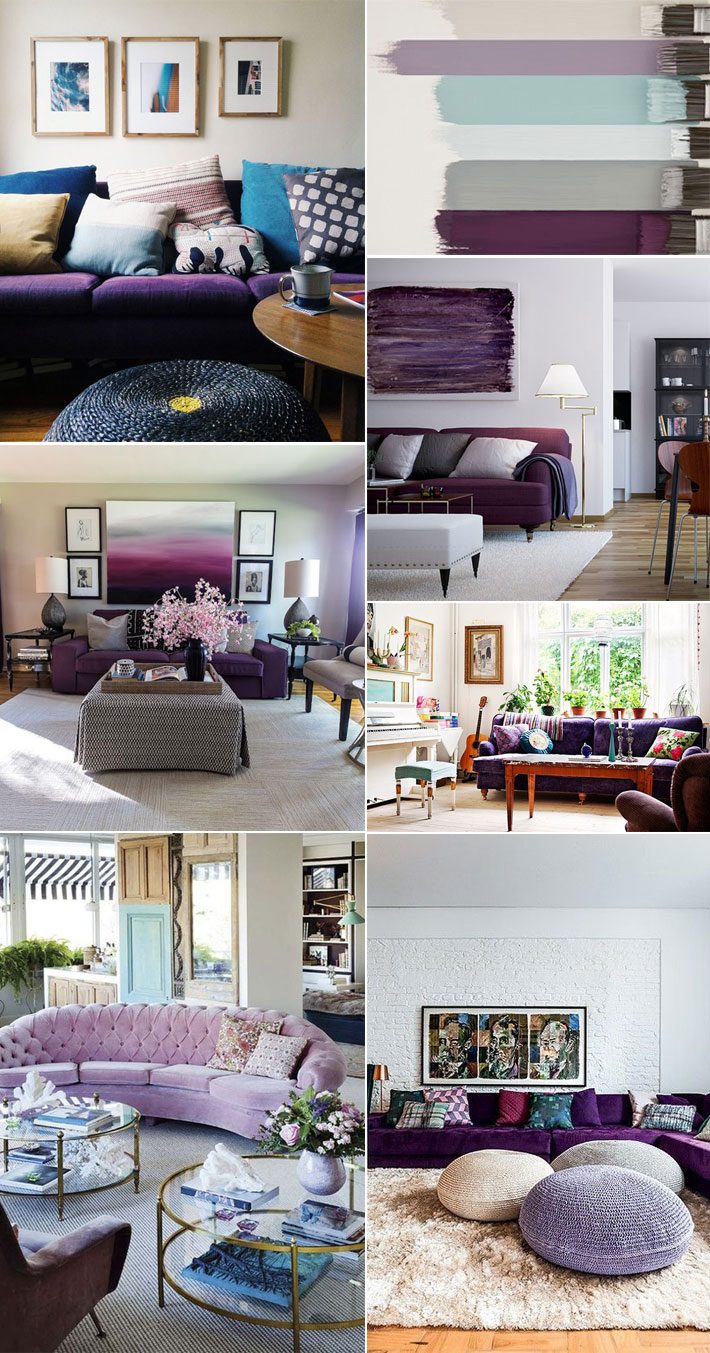 Sofá roxo | Decoração de sala